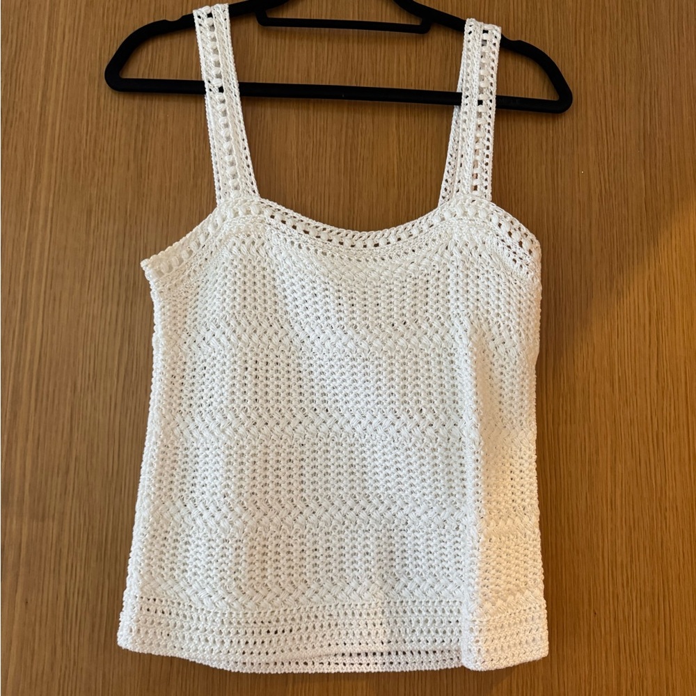 Vince White Crochet Tank Top